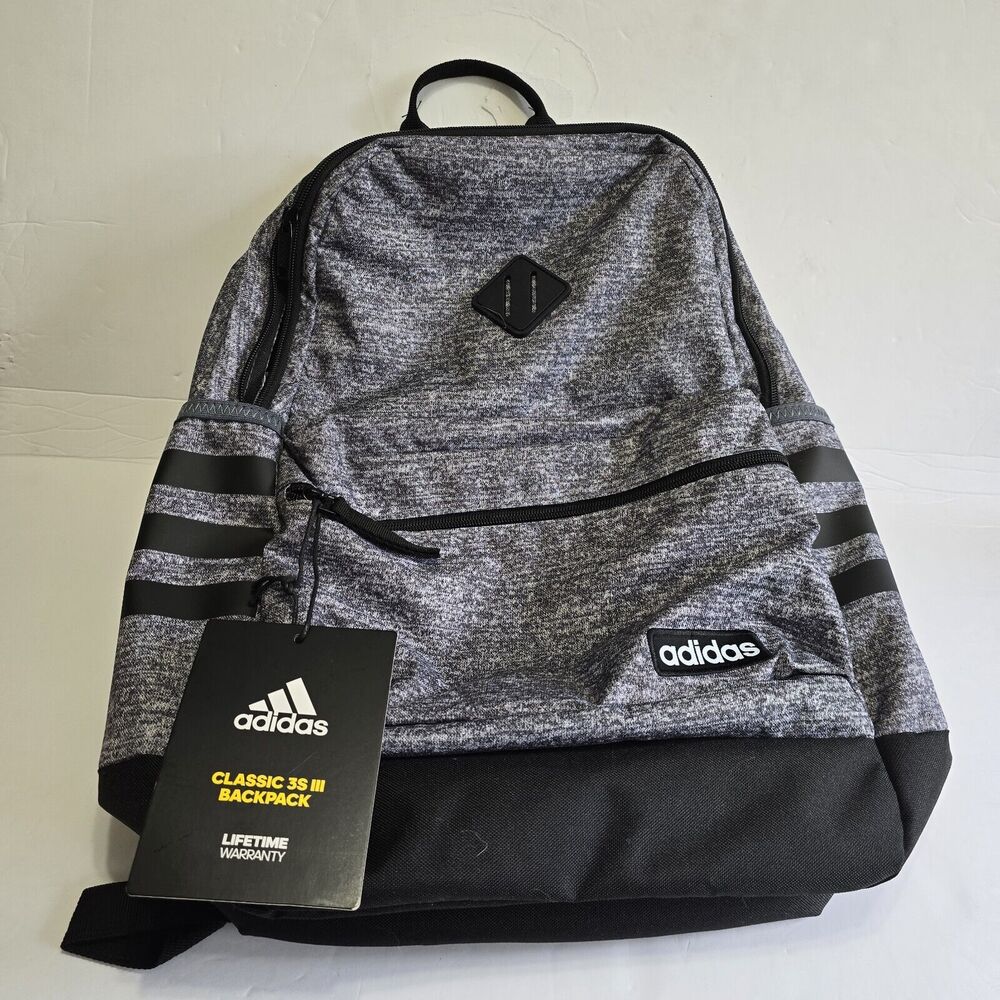 Adidas Classic 3S III Backpack, Jersey Hats Onix/Black V3, 15.4” Laptop Storage